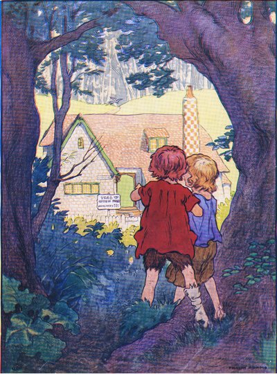 En medio del bosque había una maravillosa casa blanca, de Hansel y Gretel publicado por Blackie & Son Limited, c.1940 de Frank Adams